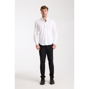 camicia uomo 1 bottone button down slim Satin Unito Bianco