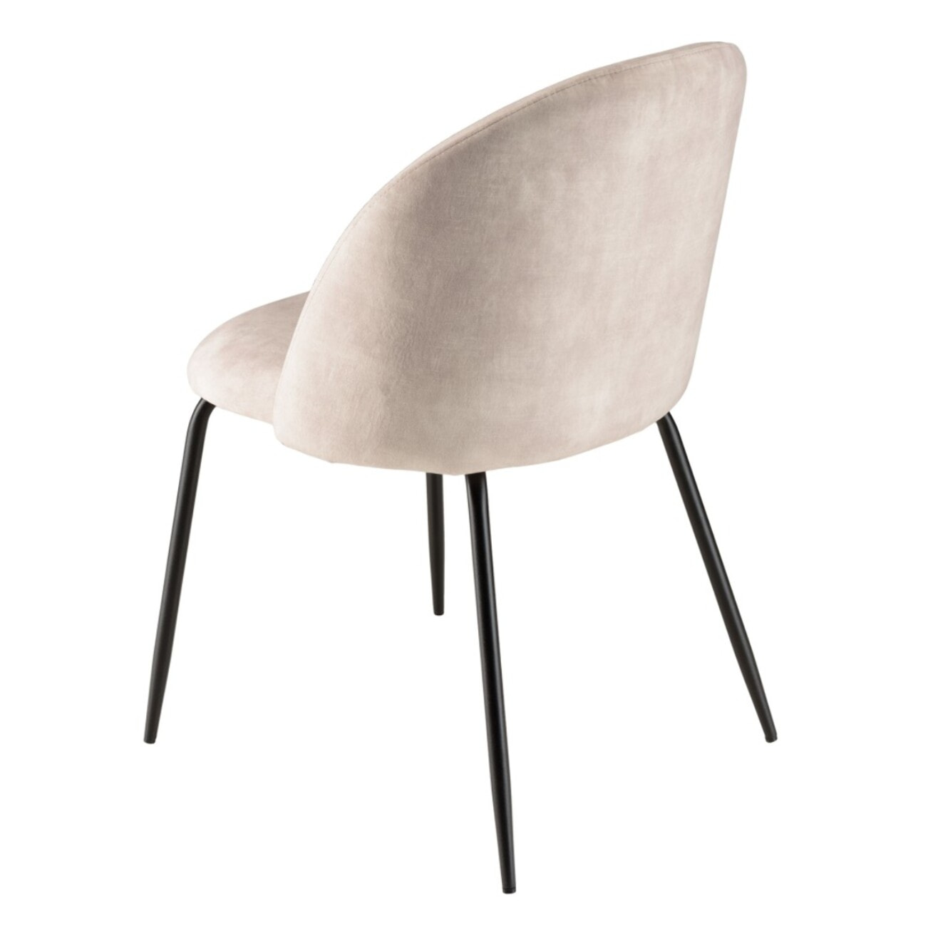 TOM - Lot de 2 chaises velours beige dossier arrondi pieds acier noir