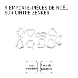 Lot de 9 emporte-pièces de Noël sur cintre Zenker Emporte-pièces