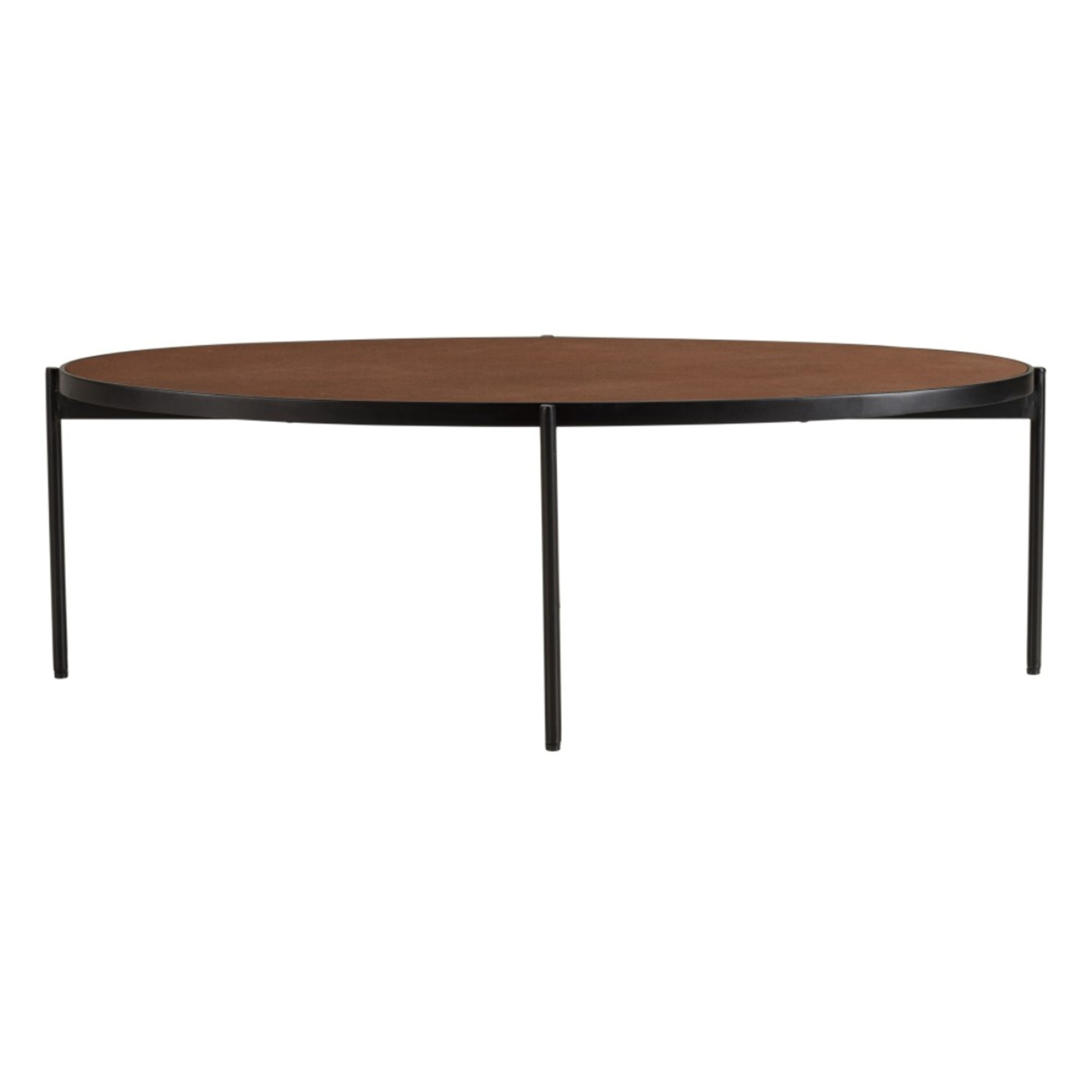 BASILE - Table basse ovale 131x65cm couleur rouille effet pierre