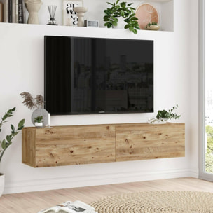 Mobile porta TV Dabubaka, Credenza da soggiorno, Armadio basso per TV, Base parete attrezzata, 140x32h29 cm, Quercia