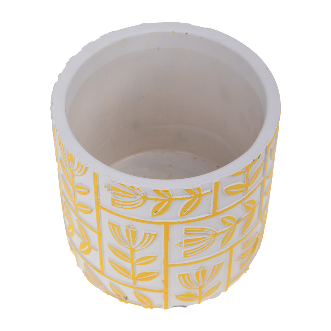 Cachepot Disegno Rilievo Diametro 17,5Xh.16 Cm - Pezzi 3 - 17,5X16X17,5cm - Colore: Giallo - Bianchi Dino - Decori Casa E Complementi