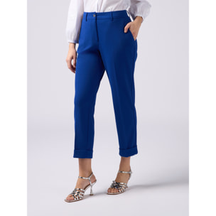 Oltre - Pantalones regular en tejido scuba crepé - Azul aciano