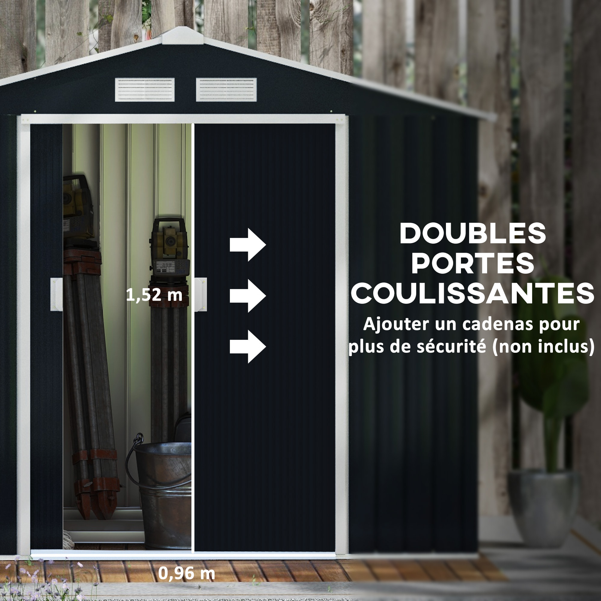 Abri de jardin - remise pour outils - cabanon porte verrouillable - dim. 213L x 130l x 185H cm - tôle d'acier gris