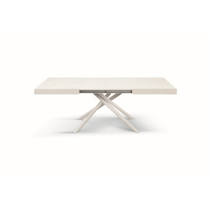 Tavolo CARRARA in legno, finitura bianco frassinato e base in metallo verniciato bianco, allungabile 160x90 cm - 240x90 cm