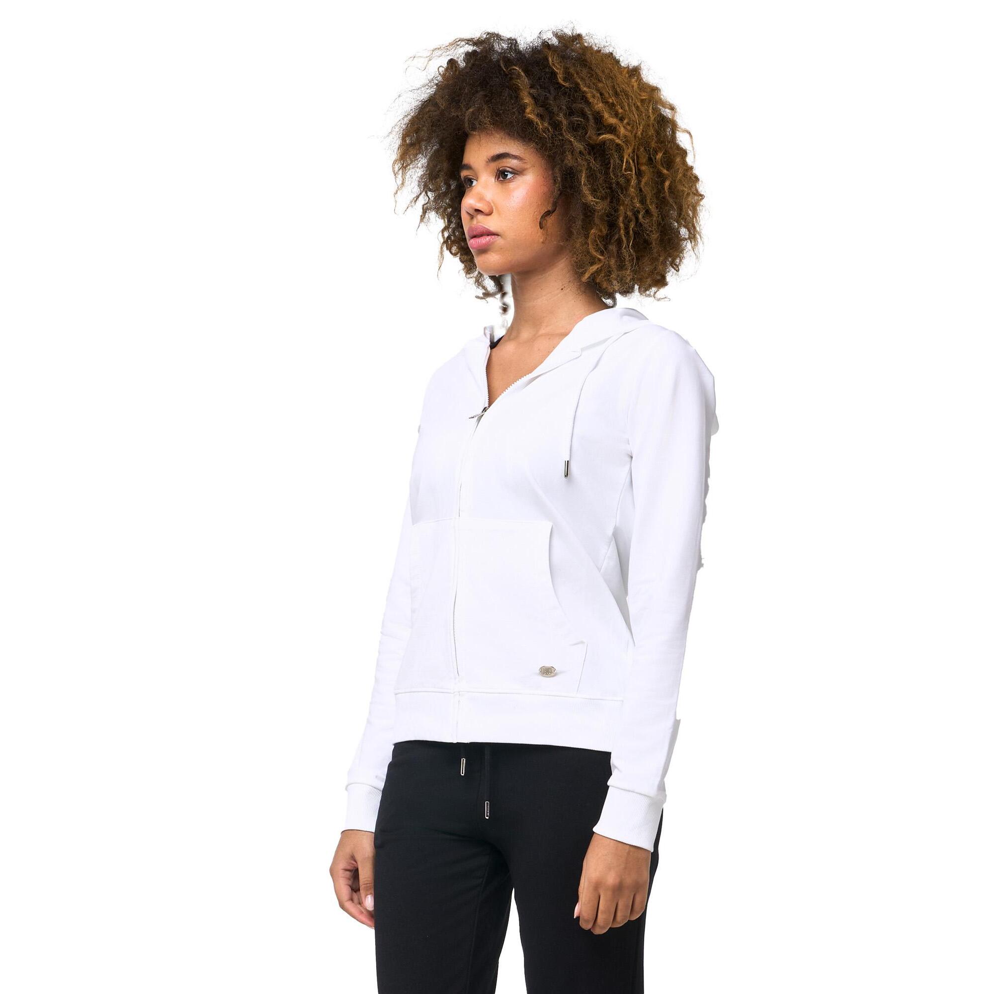 Tuta donna Zip con cappuccio in felpa non garzata e pantaloni con costina