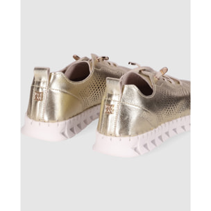 Zapatos de Piel - Platino - Tacón: Bajo