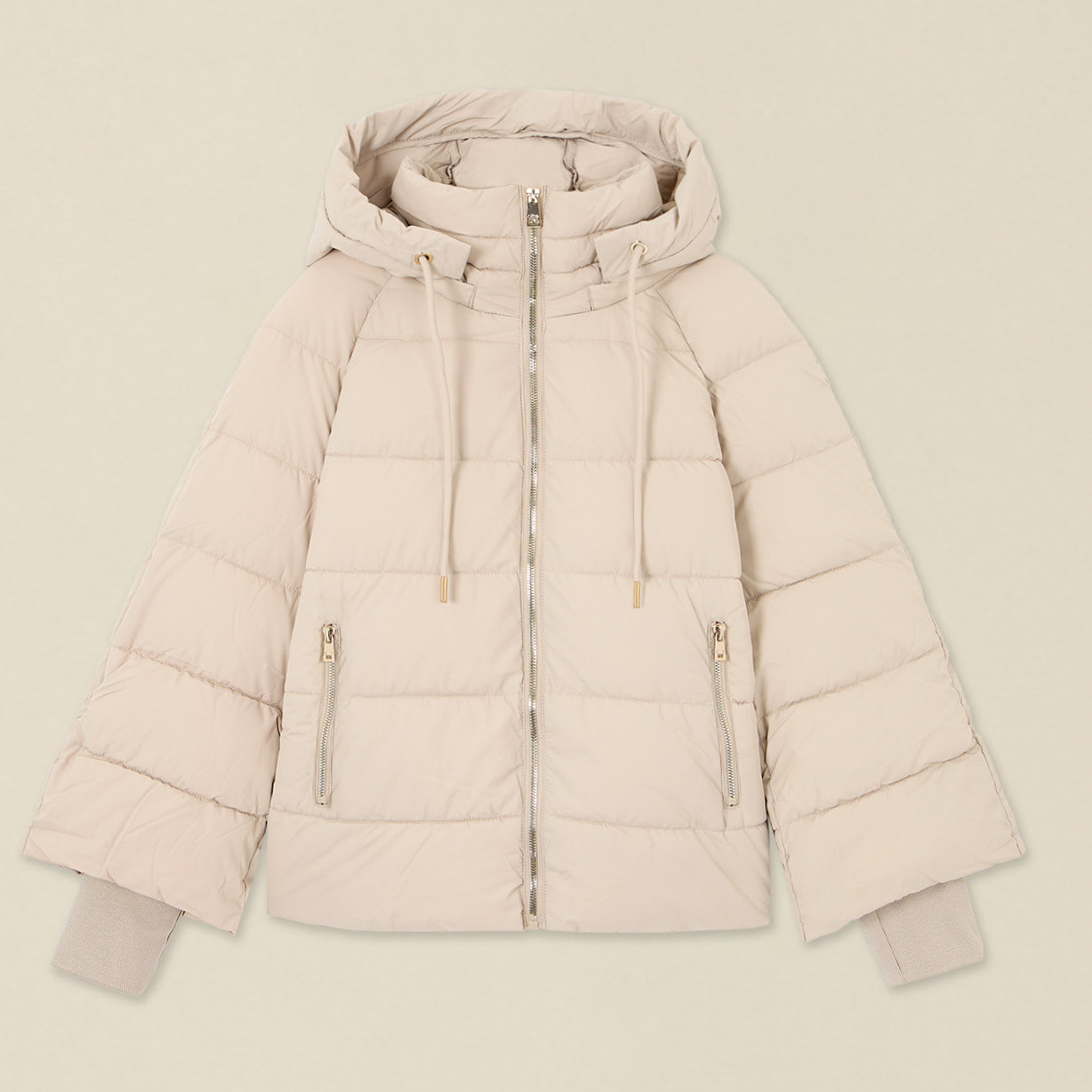 Oltre - Piumino in nylon con cappuccio - Beige