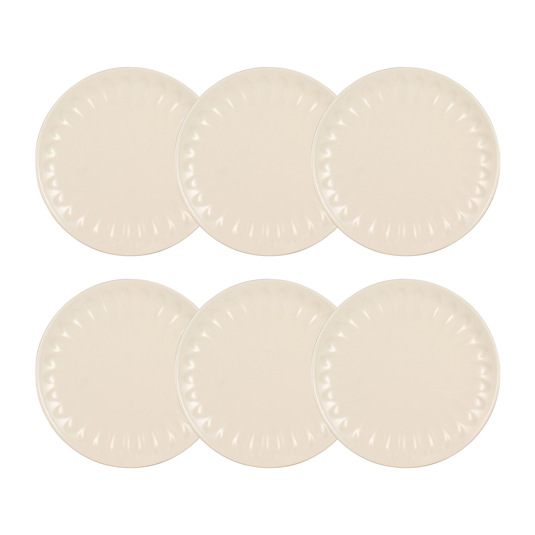 Lot de 6 assiettes à dessert en faïence beige 21cm BISTROT