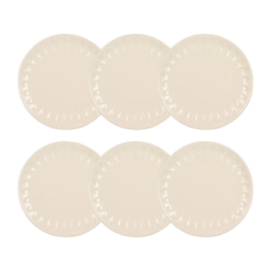 Lot de 6 assiettes à dessert en faïence beige 21cm BISTROT