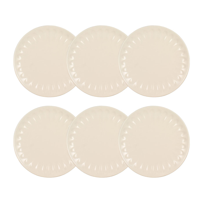 Lot de 6 assiettes à dessert en faïence beige 21cm BISTROT