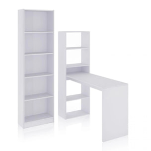 Pack de escritorio y estantería de 5 baldas en blanco artik Cosmic Plus Blanco Artik (Blanco Mate)