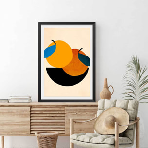 Affiche graphique Pommes Affiche + cadre en bois - Noir