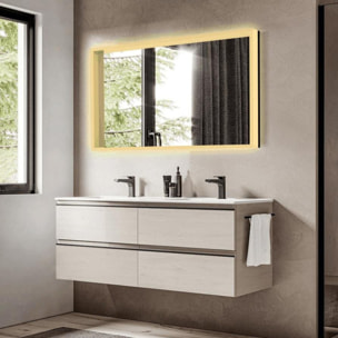 Miroir lumineux rectangulaire l.60 x H.100 cm LED 3 couleurs avec capteur Vision SAT (SATZVIOBLED60100)