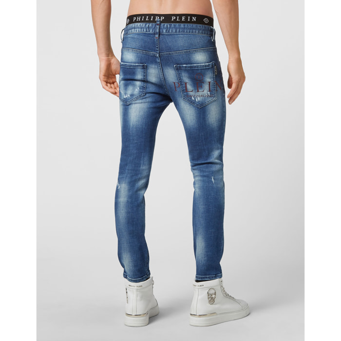 PHILIPP PLEIN Denim Trousers Skinny Destroyed Iconic Plein
