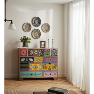 Cómoda de Madera de Mango 120 Cm Estilo Étnico Boho