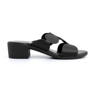 Sabot geometric-cut con tacco in vera pelle - NERO