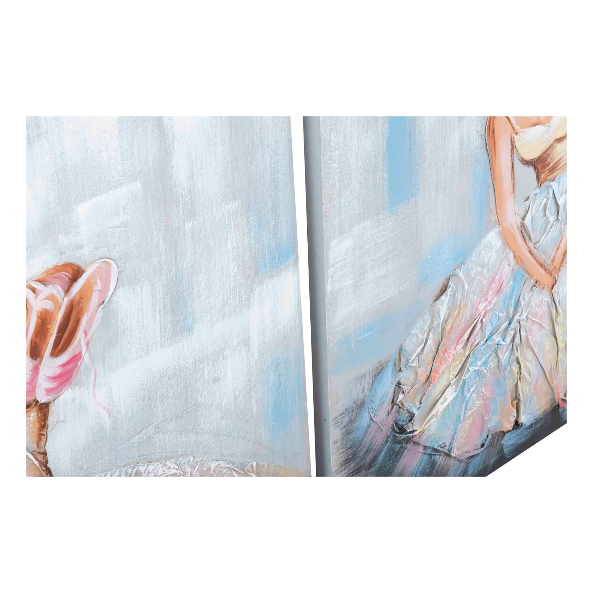 Set 2 Lienzos Bailarina 100% Pintado A Mano 80x5x80 Cm
