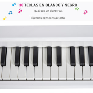 Piano de Cola Electrónico 30 Teclas con Atril Blanco