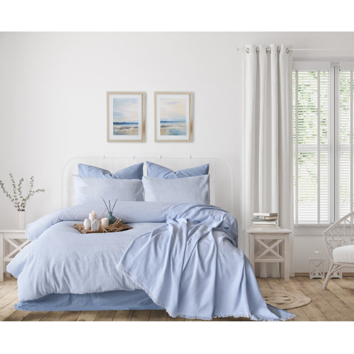Parure housse de couette et taie(s) oreiller 100% Coton gaufré