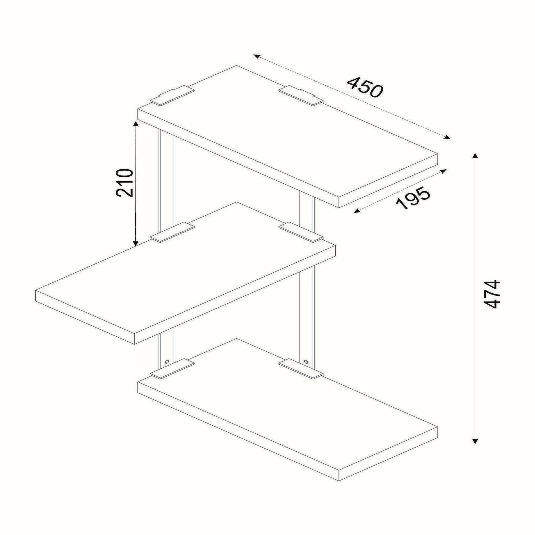 Mensola Dboseggi, Scaffale, Ripiano a muro, Scaffalatura multiuso, 45x20h47 cm, Noce e Nero