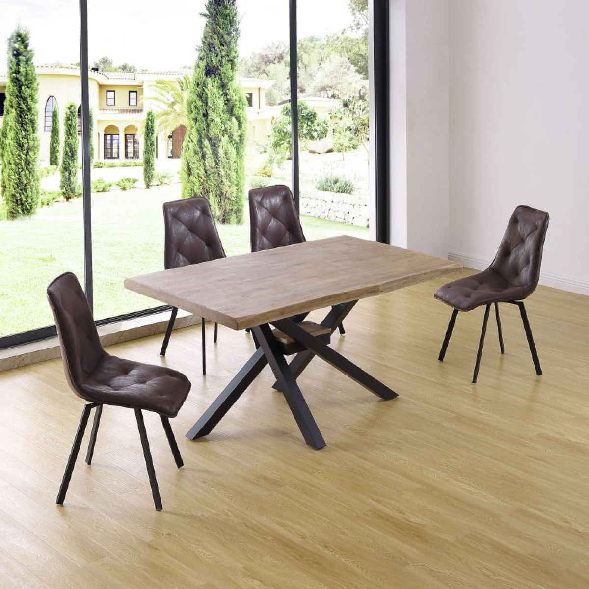 Mesa de comedor Xena Fit 150 Roble Honey - Negro