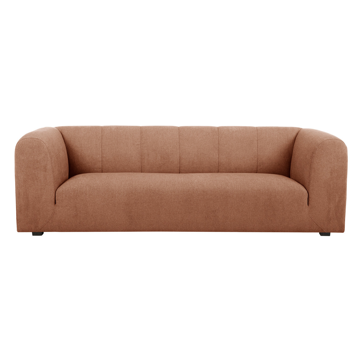 Canapé design en tissu effet velours terre brûlée 3-4 places OLIVEIRO