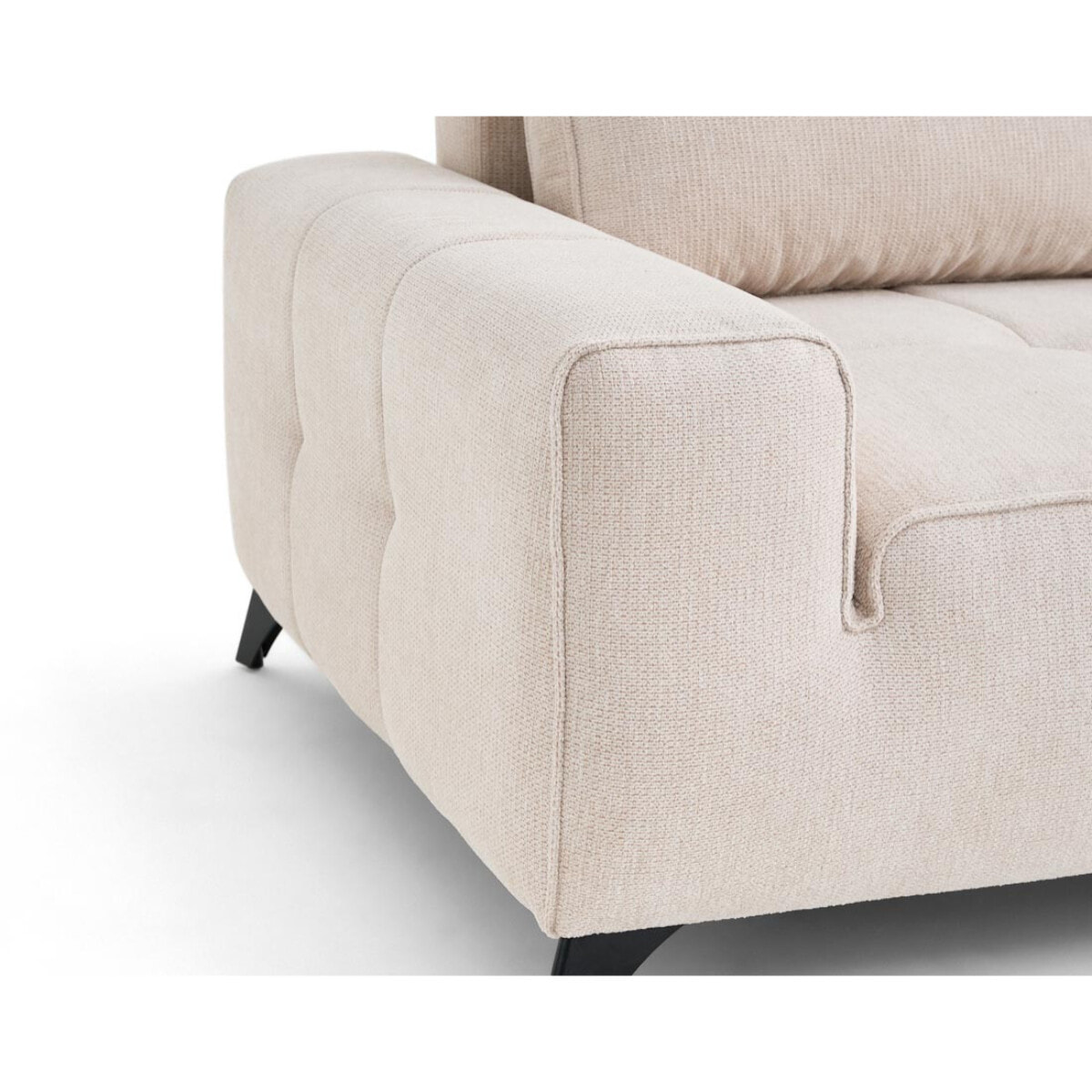 Rimini - canapé d'angle droit 4 places convertible avec coffre en tissu texturé - Beige