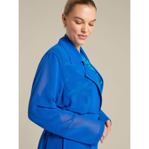 Elena Mirò - Gabardina elegante en Georgette - Azul aciano