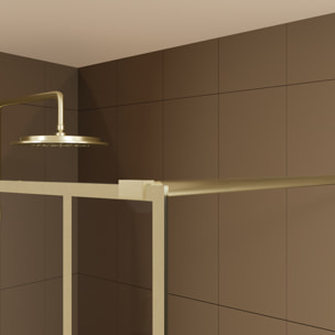 Paroi de douche à l'italienne 120x195cm Sérigraphie Art Déco Arrondie - Or Brossé - GATSBY
