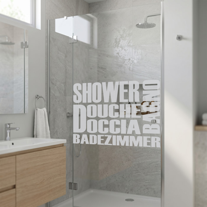 Film Fenêtre Anti Regard Occultant - DOUCHEMULTILINGUE - Stickers Autocollant Brise-Vue pour Vitre & Porte de Douche