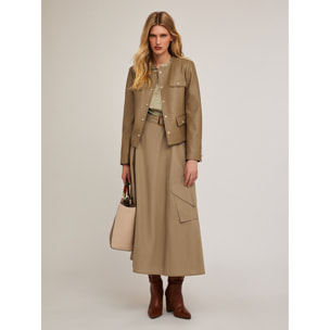 Motivi - Chaqueta sin cuello de tejido revestido - Beige