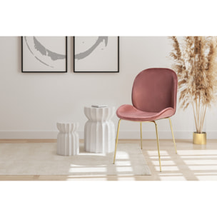 Set di 2 sedie Charlize in velluto rosa antico e ottone