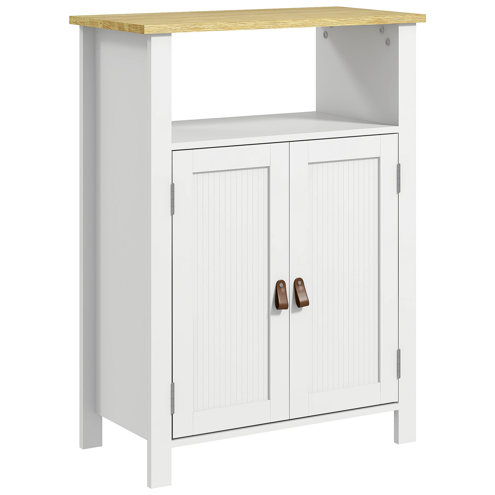Mueble de Baño Armario de Baño con 2 Puertas Compartimento Abierto y Estantes Ajustables Mueble Auxiliar de Baño Moderno 60x30x80,5 cm Blanco