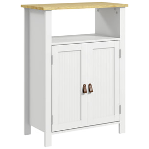 Mueble de Baño Armario de Baño con 2 Puertas Compartimento Abierto y Estantes Ajustables Mueble Auxiliar de Baño Moderno 60x30x80,5 cm Blanco