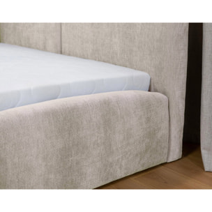 Carla - lit coffre - 160x200 cm - en velours texturé - sommier inclus - Beige