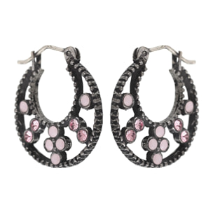 Pendiente plata criolla-luna Swarovski rosas