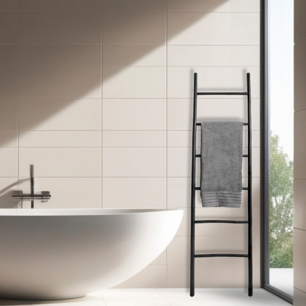 MSV Porte serviettes echelle 6 niveaux TILDA Bambou Noir