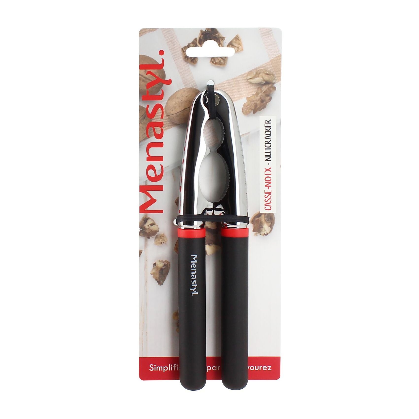 Casse noix en acier inoxydable avec manche en plastique