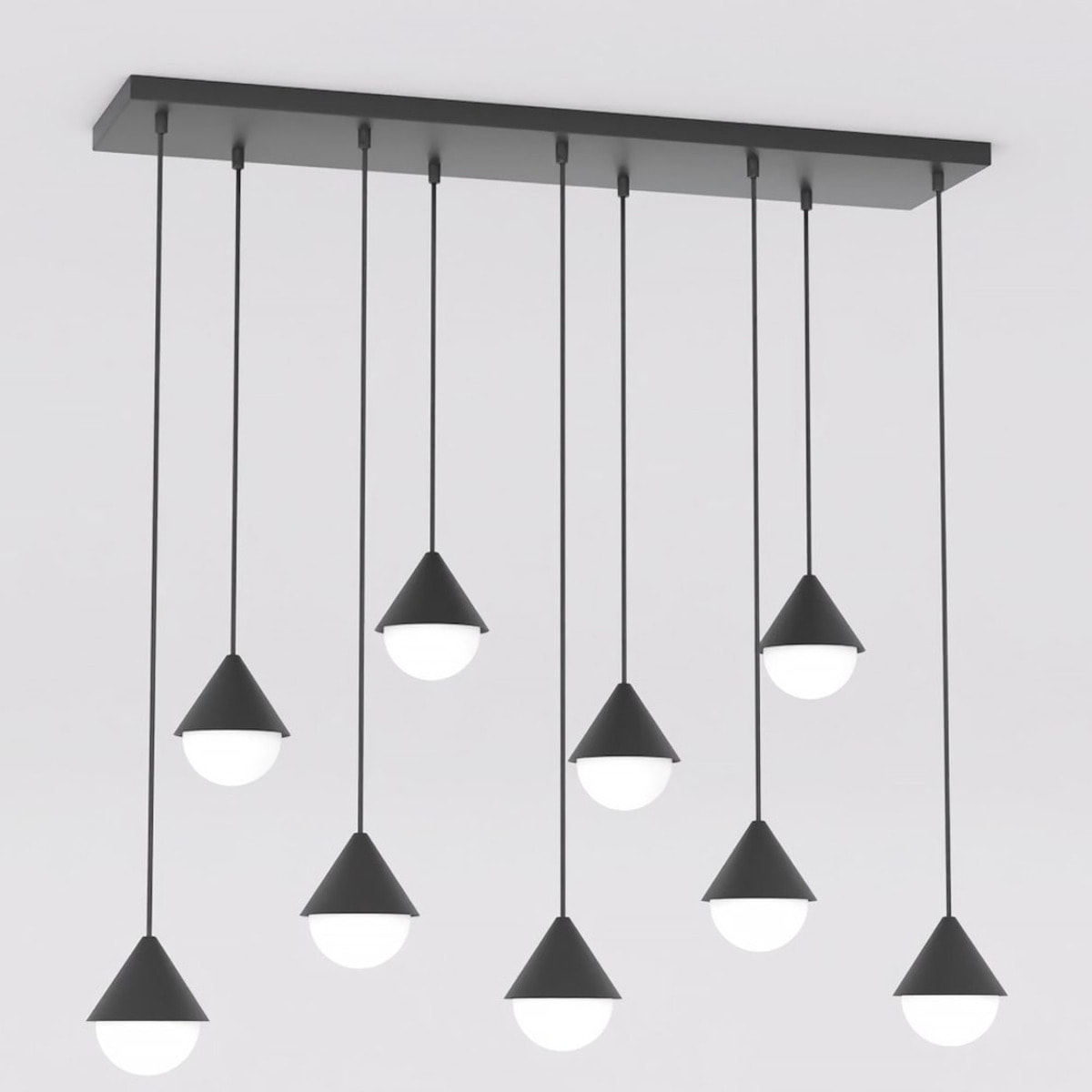 Lampada a sospensione Giro in acciaio nero e vetro