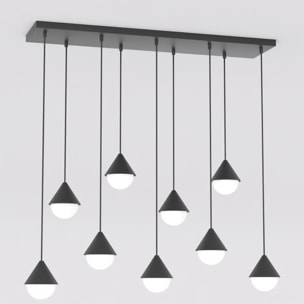 Lampada a sospensione Giro in acciaio nero e vetro