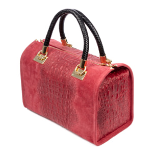 Anacapri Bolso tote Mujer. Piel auténtica Gamuza Grabado Cocodrilo.