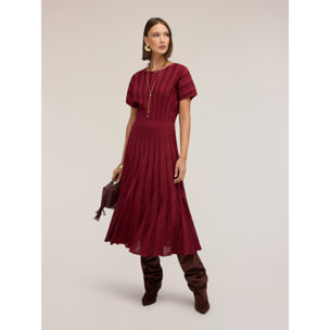 Motivi - Vestito flare in maglia plissé - Rosso