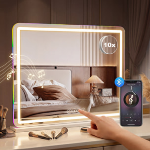 Miroir LED tactile réglable grossissant 10x HP intégré autoportant