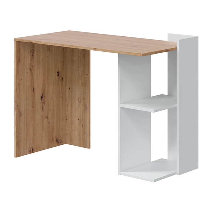 Mesa De Escritorio Reversible Kenia 78x100x52 Cm Roble Blanco Artik