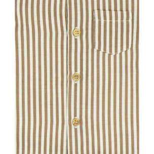 Camisa cuello mao rayas beige