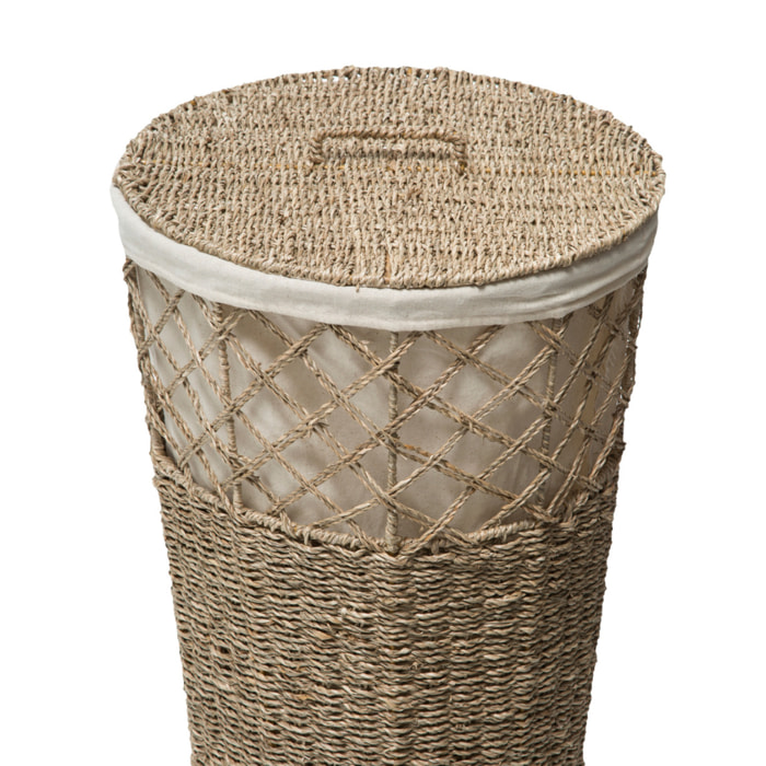 Panier à linge rond en roseau - Naturel