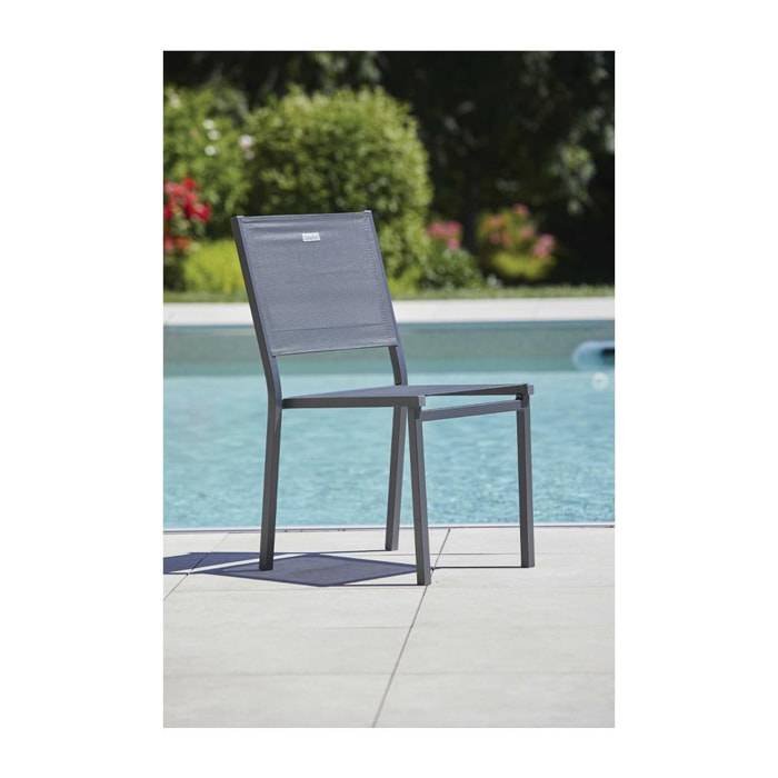 BILBEUR - Ensemble table et chaises de jardin - Gris Anthracite