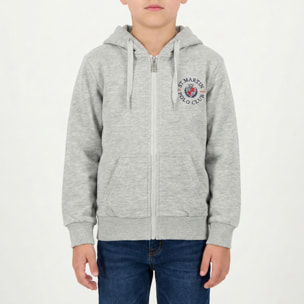 Felpa zip e cappuccio logo stampato inside brushed