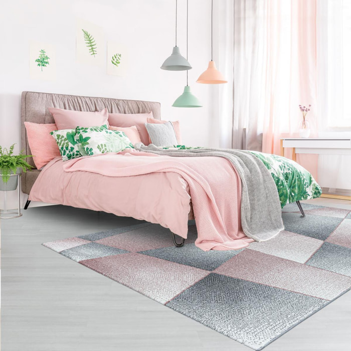 Tapis salon et chambre tissé motif pastel BECA
